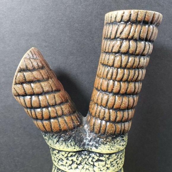 Pier 1 Brown Yellow 11.75" Ribbed Decorative Ceramic Vase - Picture 7 of 12